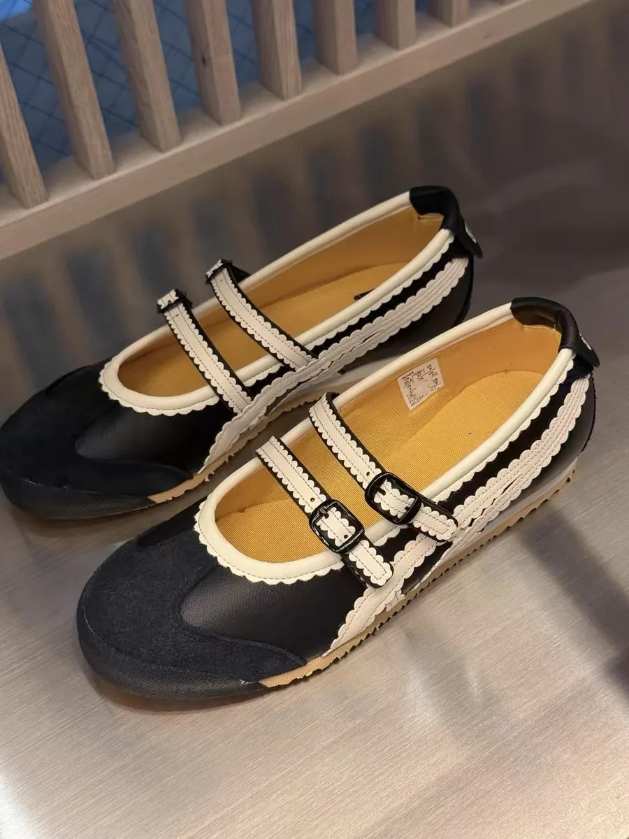 2025 Spring New Women's Ballet Shoes Round Toe Flat Buckle Shallow Casual Sports Daily Office Commuter Ladies Single Shoes