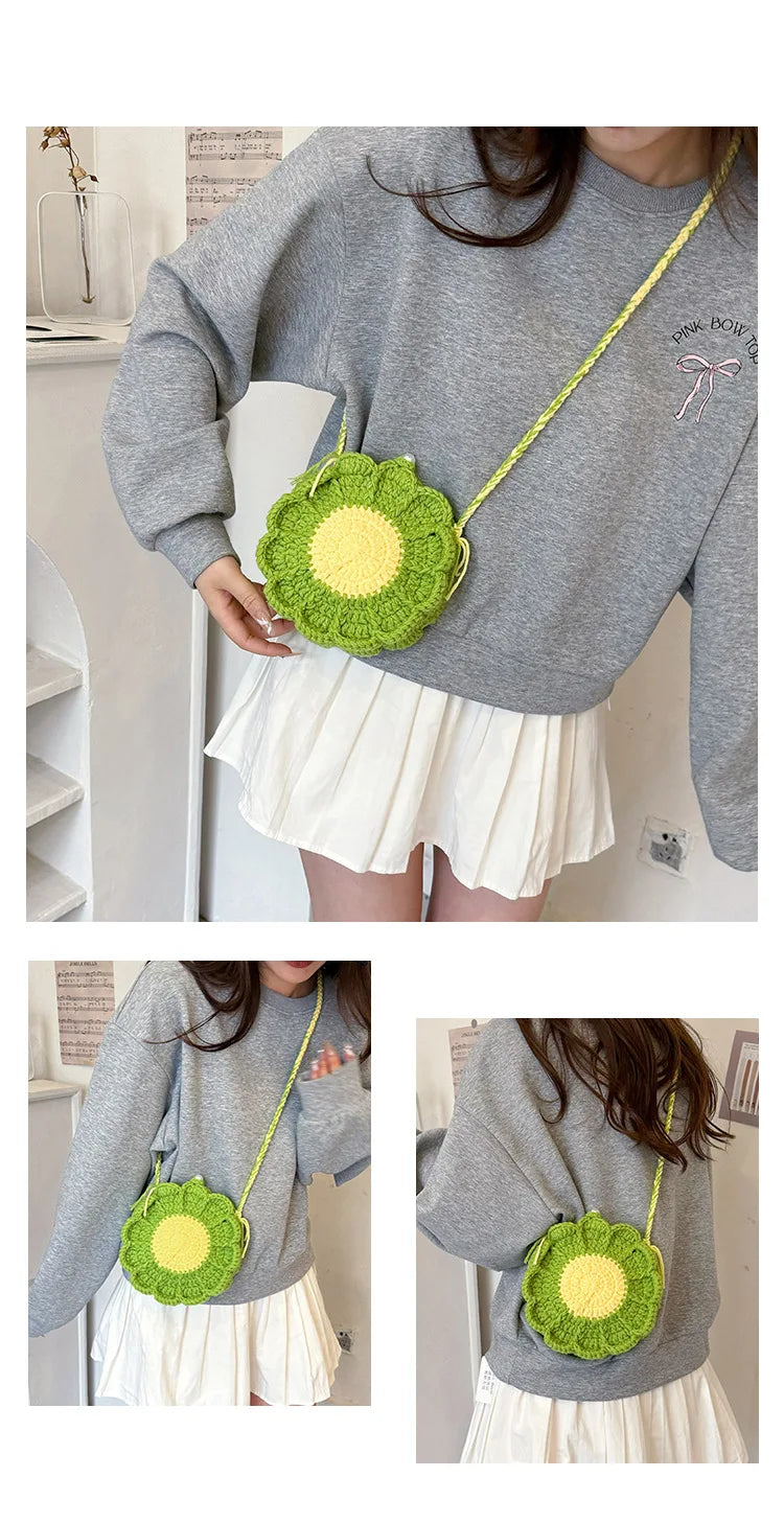 Ladies' Crossbody Bags New Handmade Woven Flower Kawaii Sweet Shoulder Bags High-quality Luxury Brand Crossbody Bags For Girl