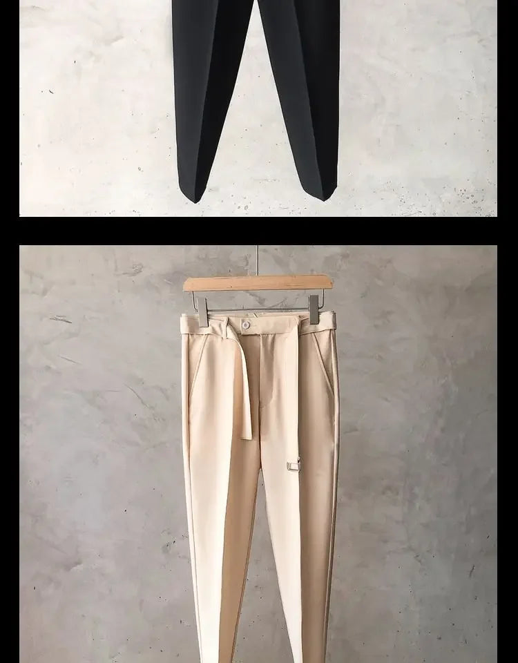 Draped Office Trousers For Men Fluid White Man Suits Pants Work Summer 2025 Chinese Homme Clothing Premium Stylish Formal