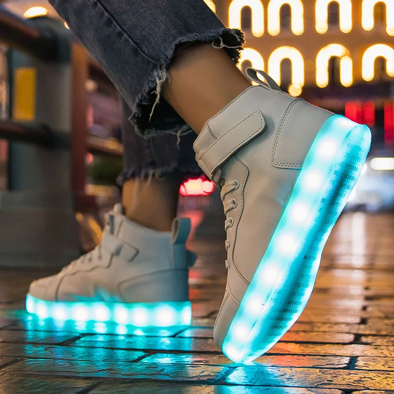 Kid Shoes Boy Girl Children Women Men Spring Summer Fashion Casual Sport Sneakers Led Light Up Dance Boots