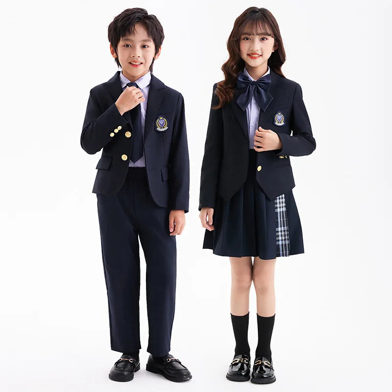 Kids School Uniform Girls Jacket Pleated Skirt Suits Boys Formal Dress Toddler Student Clothes Sets Children Korean Class Outfit