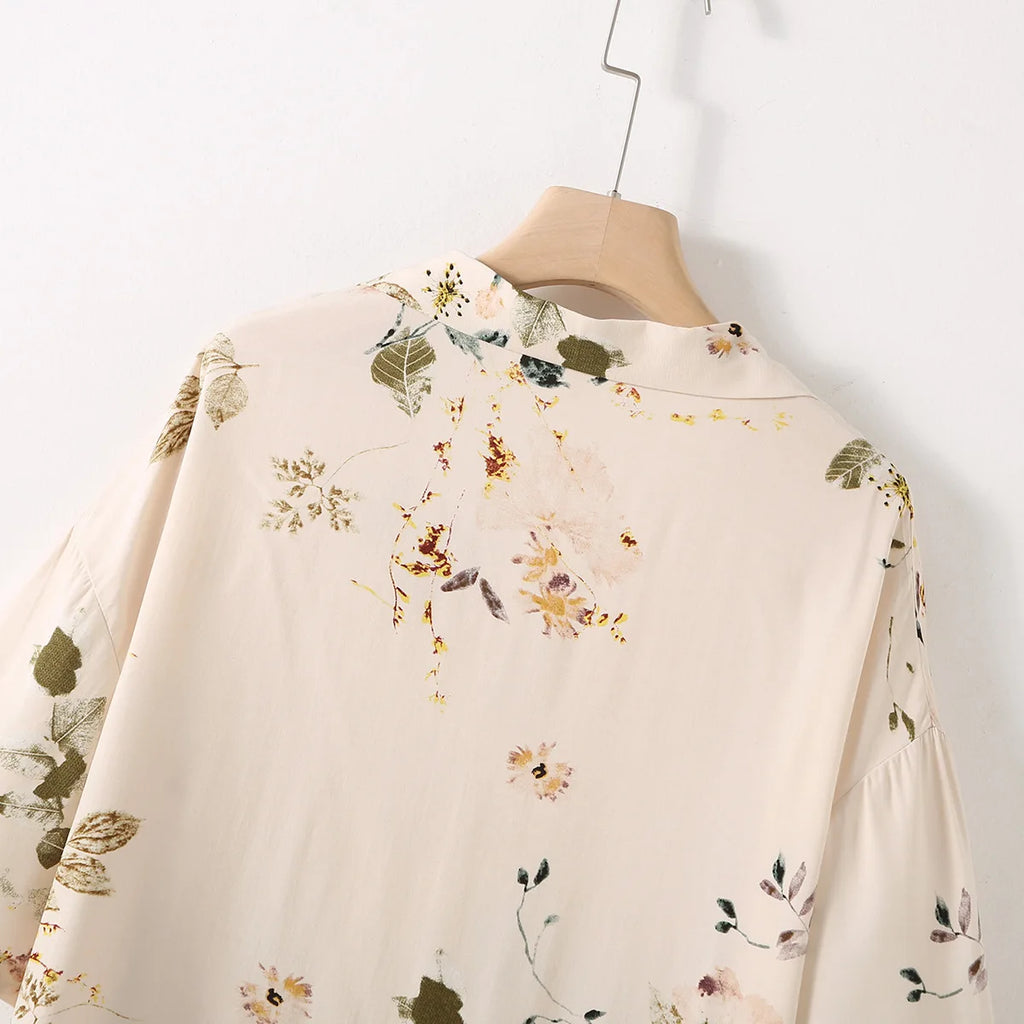 Elegant Versatile Floral Shirt & Shorts/Pants Set Women French Style Silky Viscose Loungewear 2Pcs Summer Pajamas Outerwear Top