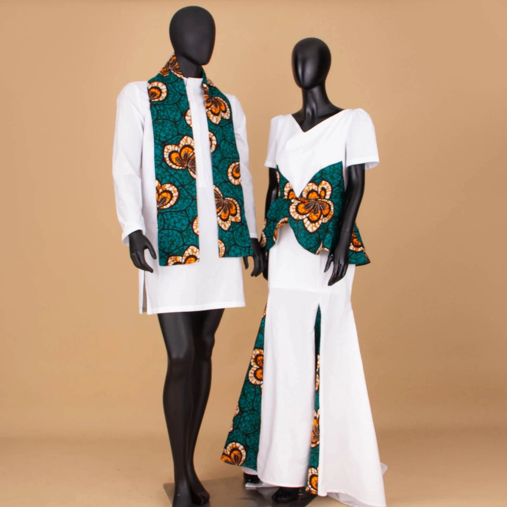 Dashiki Couple African Clothes Matching Clothes for Couples Women Ankara Print Party Dresses Fashion Men Top and Scarf Suits