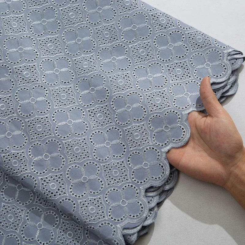 Smooth African Cotton Lace Fabric 5 Yards 2025 Swiss Voile High Quality Nigerian Cotton Lace Fabric For Sew Diy Men Cloth F3808