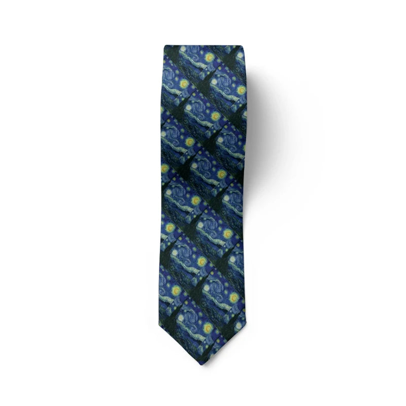 Art nouveau portrait tie classical oil painting casual slim tie 8cm men's fashion business tie party wedding accessories