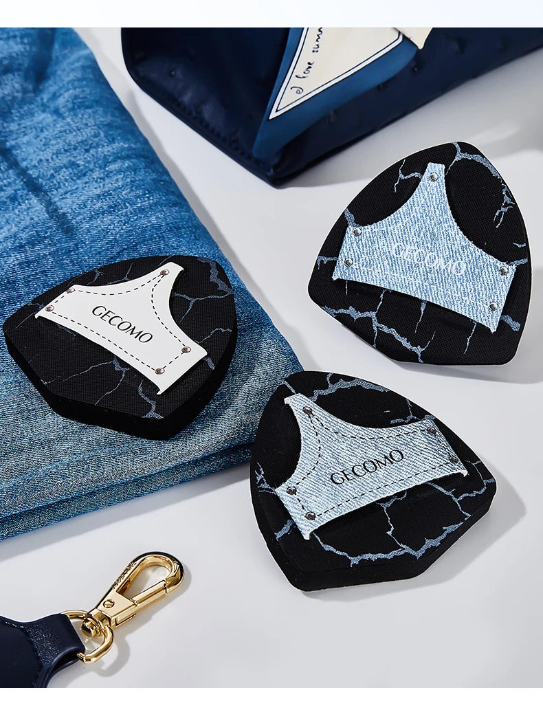 2PCS Denim Makeup Powder Puff Set Soft Skin-Friendly Dry & Wet Dual-Use Sponge Cushion For Liquid Foundation