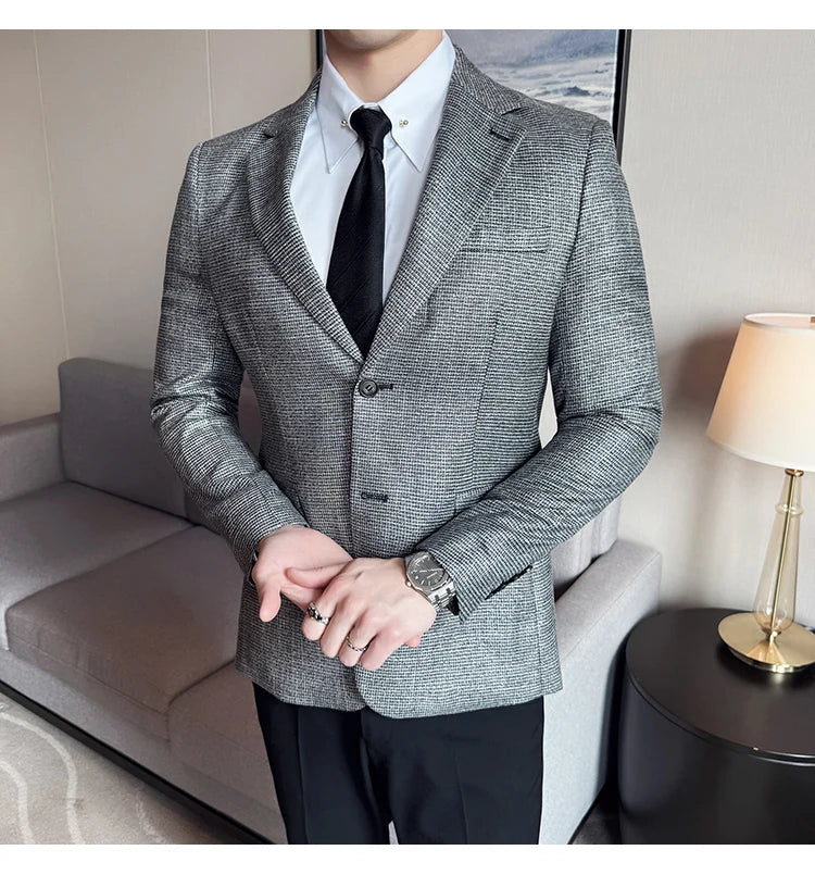 Men Suit Jacket Blazer Hombre High-quality Fashionable and Elegant Men Business Slim Fit Suit Jacket Social Party Formal Jacket