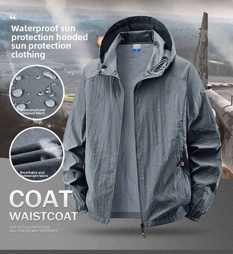 Fast Ship Summer Jackets Men Hooded Windbreaker Coats Camping Sunscreen Clothing Men Ultrathin Fishing Wearing Man Sportswear