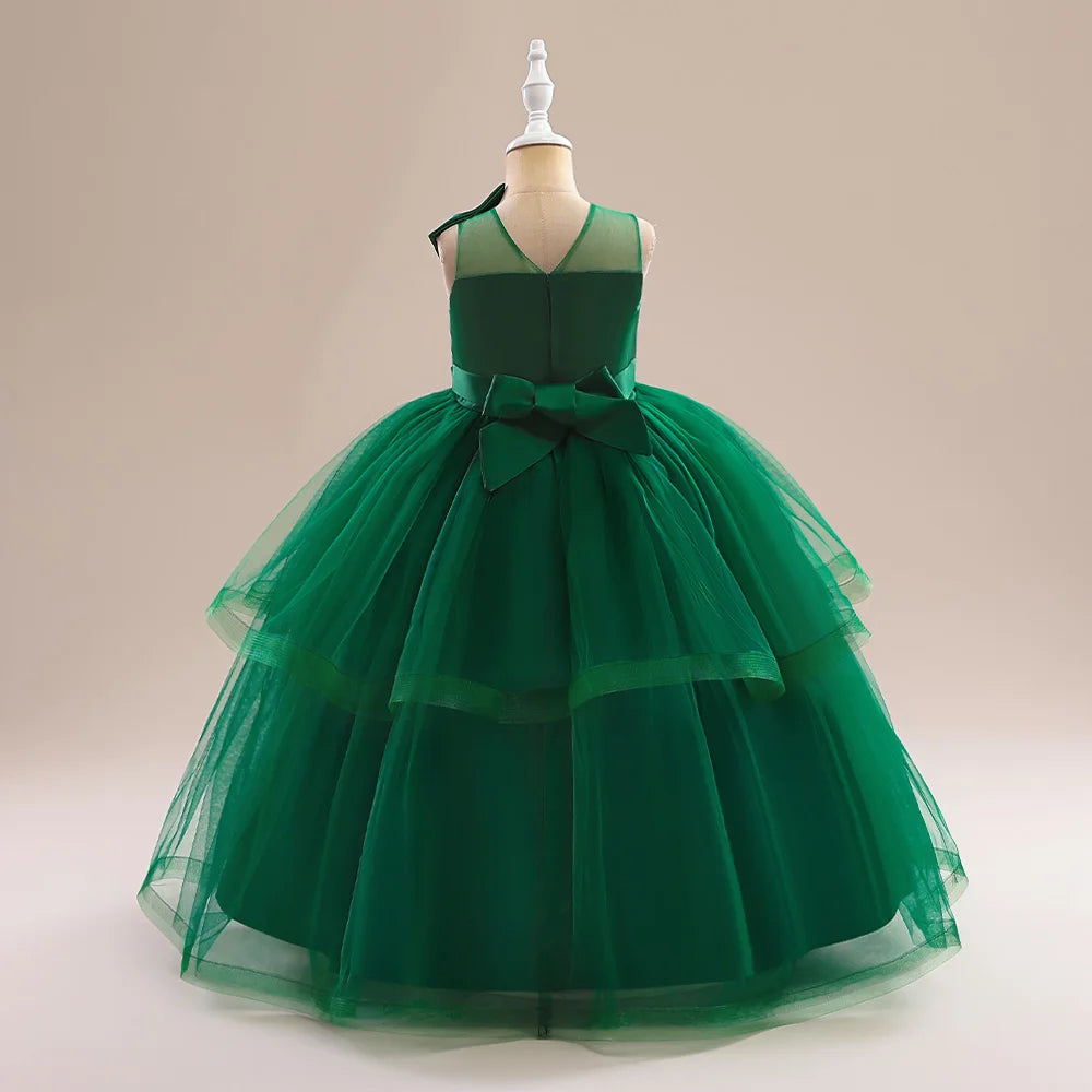 Teens Christmas Party Dresses For Girls White Bridesmaid Prom Gown Tulle Pageant Formal Wedding Evening Dress Children Costume