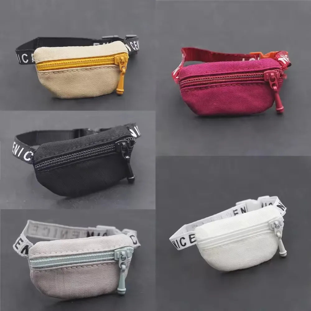 For 17cm Labubu Crossbody Bag Cute 1/6 1/8 1/12 BJD Dolls DIY Waist Bags Cute 15cm Idol Plush Doll Accessories Belt Bag Gift