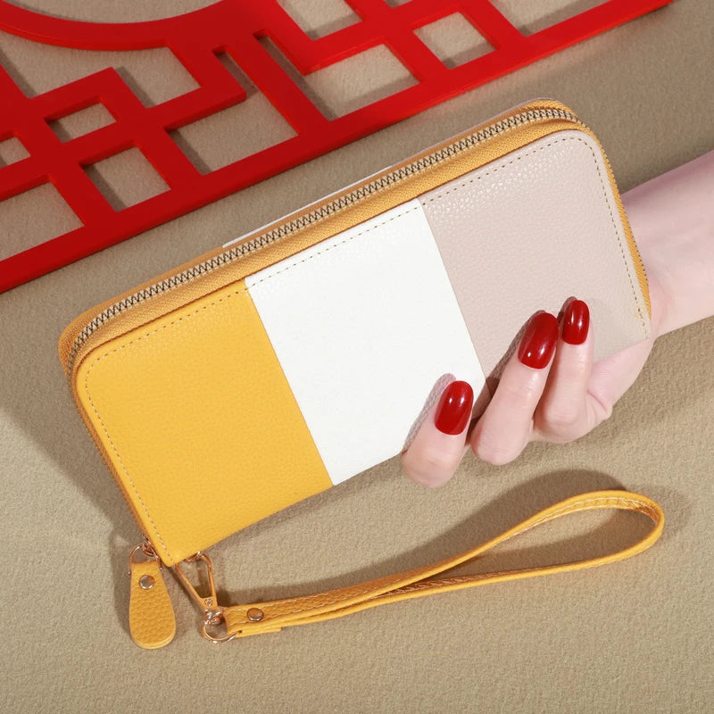 Women's Wallet RFID Blocking Multi Credit Card High Capacity Zipper Clutch Travel Bag Wrist Guard