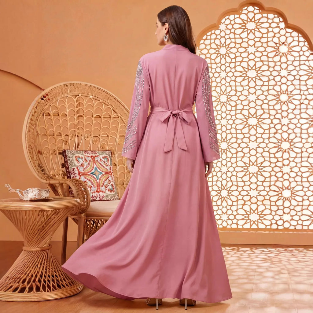 Eid Women Dresses Abaya Muslim Jalabiya Ramadan Long Dress Diamonds Sashes Morocco Dubai Abayas Kaftan Islam Vestidos 2026