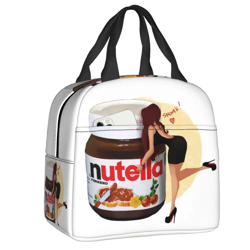 Custom Italy Nutellas Thermal Insulated Lunch Bag Women Portable Lunch Container for Outdoor Picnic Storage Food Box