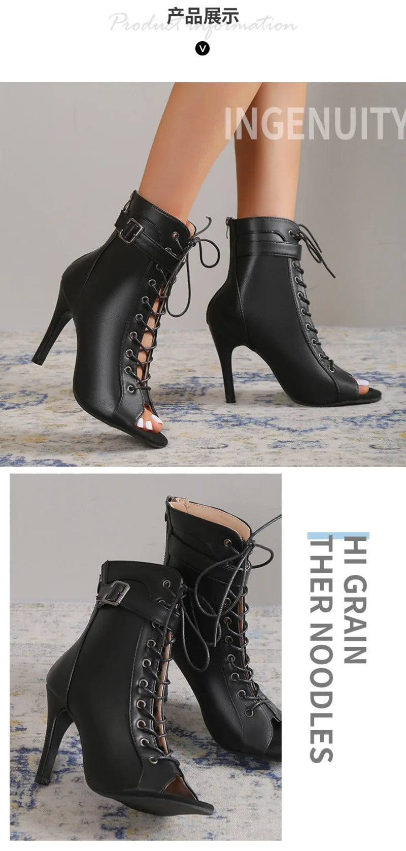 Women High Heels High Quality Latin Dance Shoes Fashion Party Jazz Dance Shoes Sexy Heeled Sandal Lace-up High Heels Ankle Boots