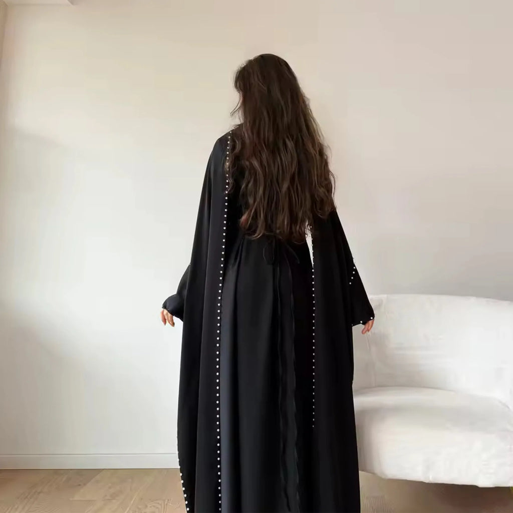Muslim Dresses Women's Traditional Dresses And Abayas Eid Dubai Evening Dress Pearl Beaded Luxurious Robe Islamic Clothing