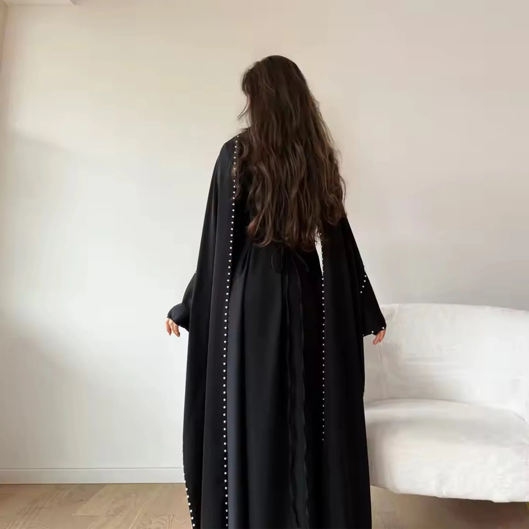 Muslim Dresses Women's Traditional Dresses And Abayas Eid Dubai Evening Dress Pearl Beaded Luxurious Robe Islamic Clothing