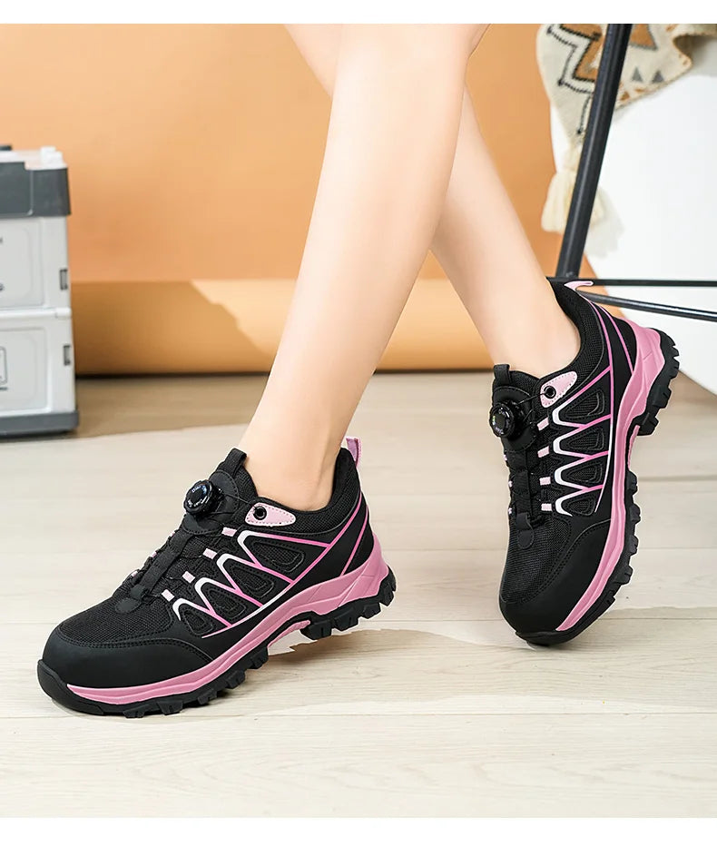 Rotating Button New Safety Shoes Women Anti-smash Anti-puncture Work Shoes Fashion Female Sport Shoes Security Protective Shoes