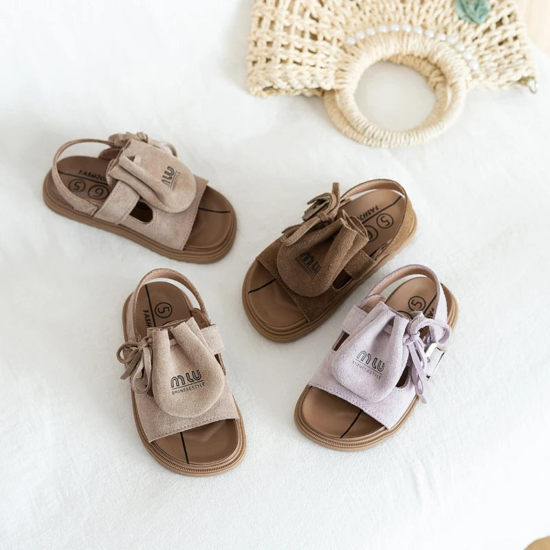 2025 Sandals for Boys Fashion Summer Shoes 3-16 Years Girls Open Toe Matte Pu Leather Shoes Sandals Children Slippers