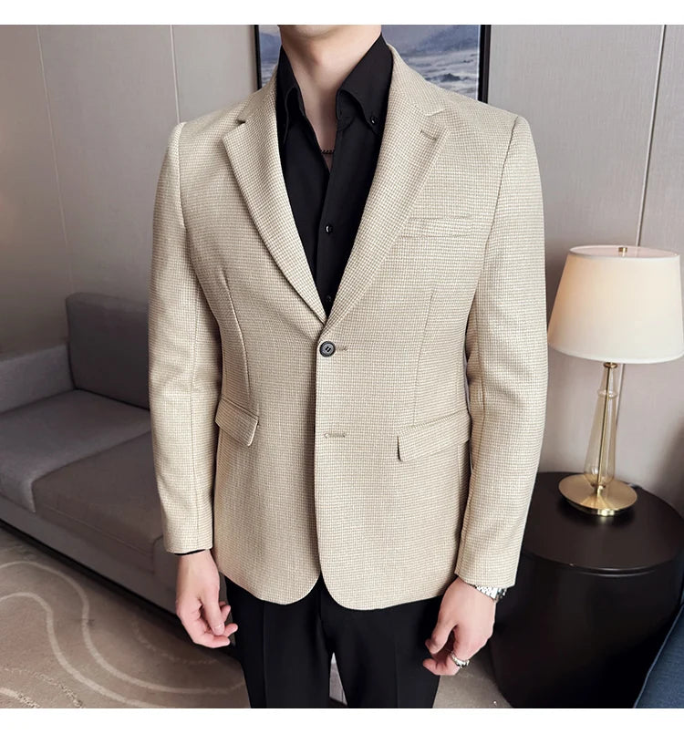 Men Suit Jacket Blazer Hombre High-quality Fashionable and Elegant Men Business Slim Fit Suit Jacket Social Party Formal Jacket