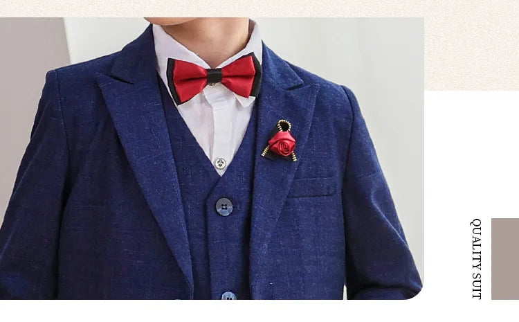 Child Boy Wedding Suit 1-14 Years Teenage Boy Suits Outfits Set Spring Autumn Elegant Boy Formal Performance Costume Suit Set