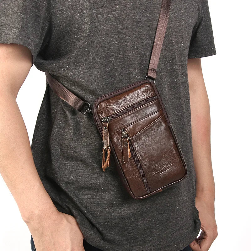 Men's Genuine Leather Crossbody Shoulder Bags High quality Tote Fashion Business Man Messenger Bag Leather Bags Pockets