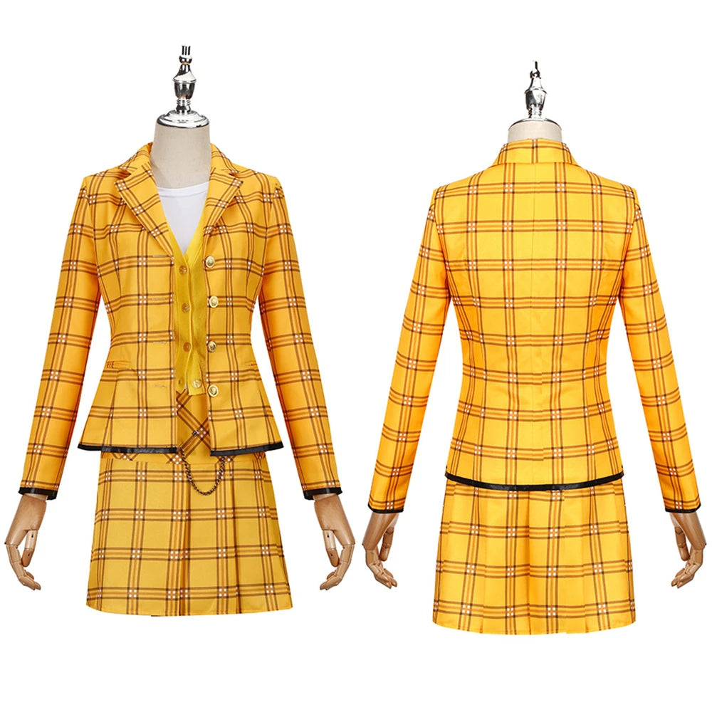 Movie Cher Horowitz Dion Dress Suit School Uniform College Jacket Skirt Woman Outfits Halloween Cosplay Costume