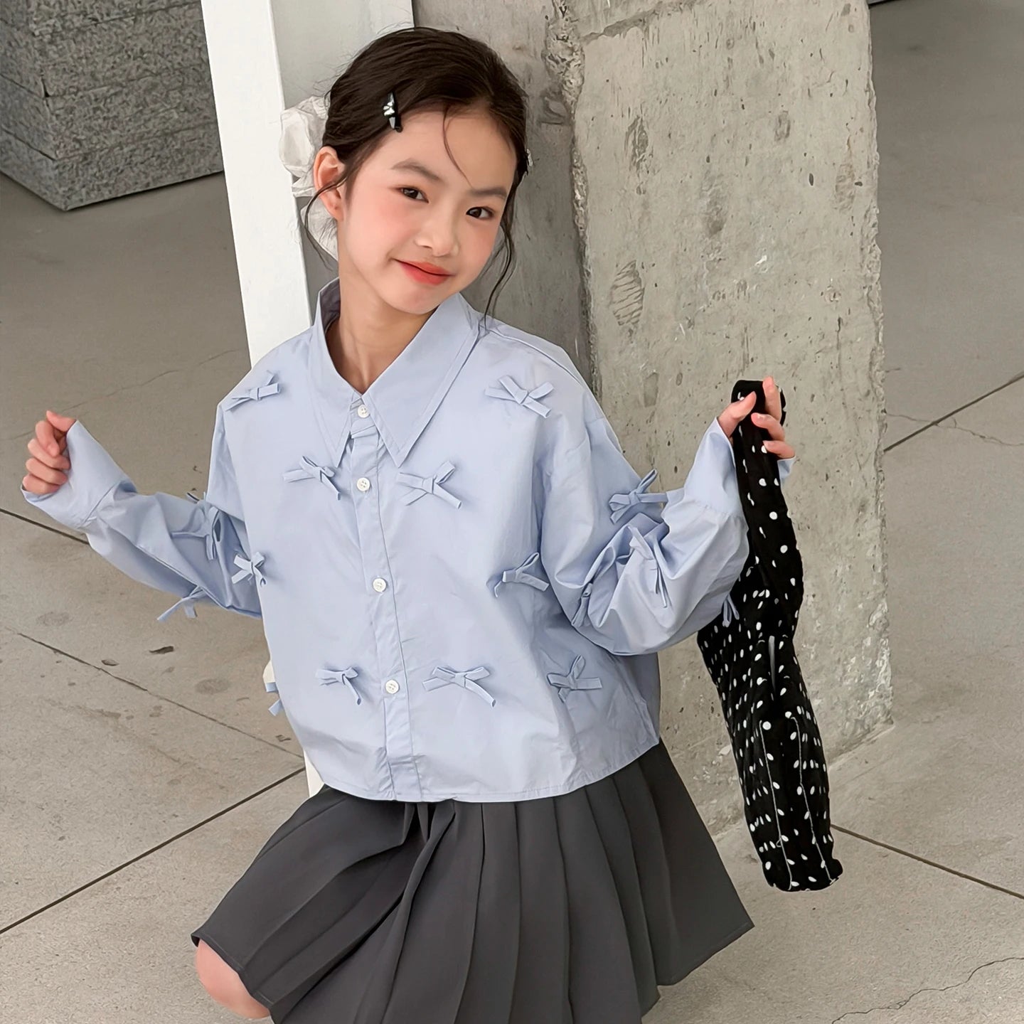 Girls' shirts spring clothes girls' big children's Korean style super beautiful children's clothes girls' unique and beautif