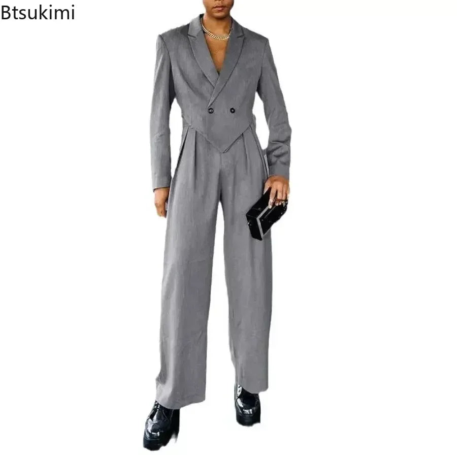 New Men's Vintage Lapel Suit Jackets and Trousers Sets Two Piece Luxury Club Party Wear Men's Outfits Fashion 2 Piece Pants Sets