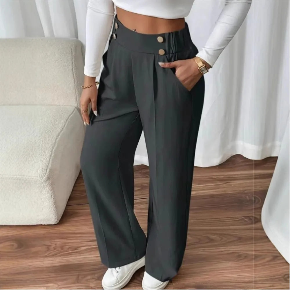 Women's Trousers Casual High-waisted Trousers Loose Temperament Versatile Office Female Straight Long Pants 2025