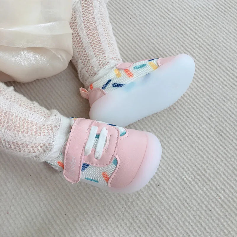 Kid Sneakers 2025 Spring New Mesh Baby Shoe Soft Sole Anti Slip Walking Shoe Light Girl Shoes Allmatch Boy Kid Shoes Кроссовки