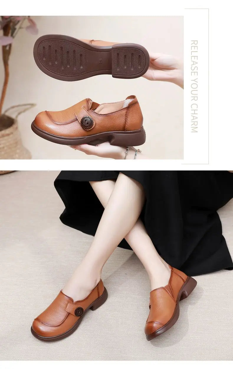 Genuine leather loafers women  comfortable gray shoes low heels luxury ladies court shoes slip on moccasins elegant dress flats