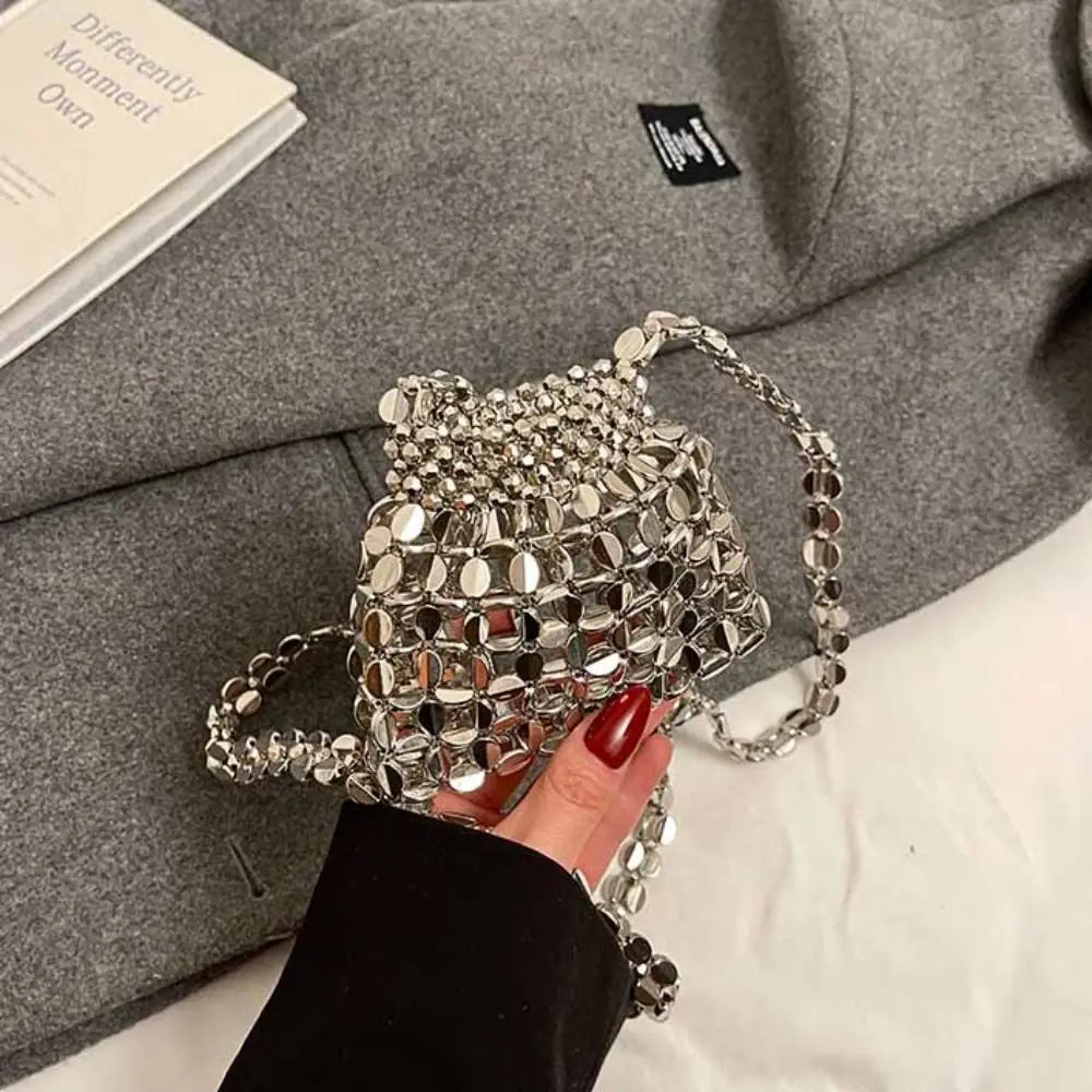 Elegant Sequin Evening Banquet Bag Temperament Underarm Bag Glitter Shoulder Bag Mini Small Purse Silver Shiny Bag Women