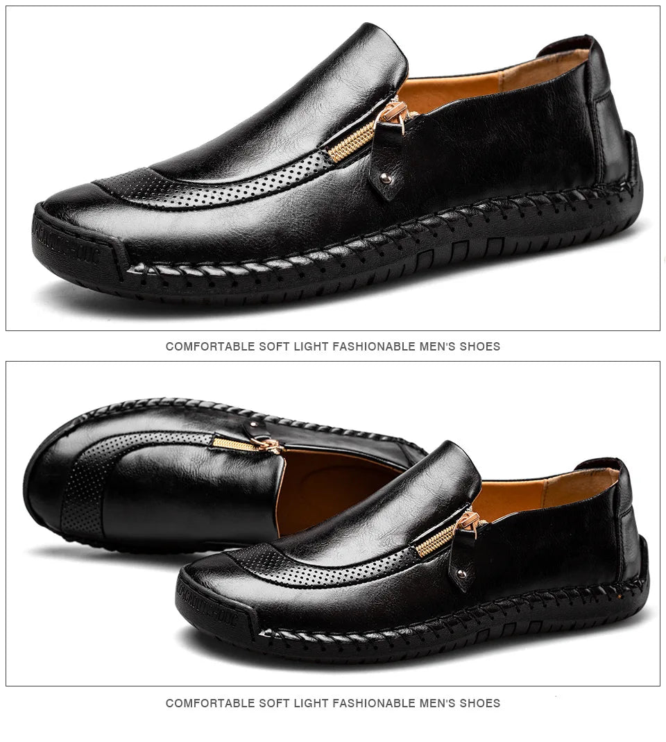 Handmade Leather Men Shoes High Quality Men Loafers Comfortable Soft Sole Walking Shoes Hot Sale Moccasins Men Driving Shoes New