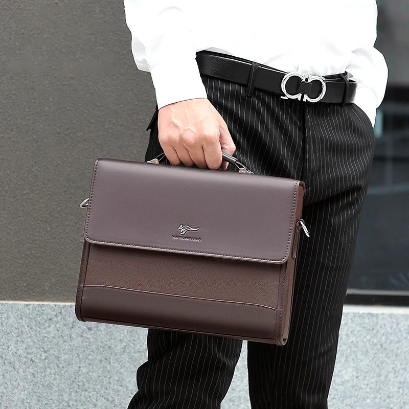 Executives Briefcase For Men PU Leather Designer Business Fashion Handbag Shoulder Messenger Male Organizer for Documents Bag