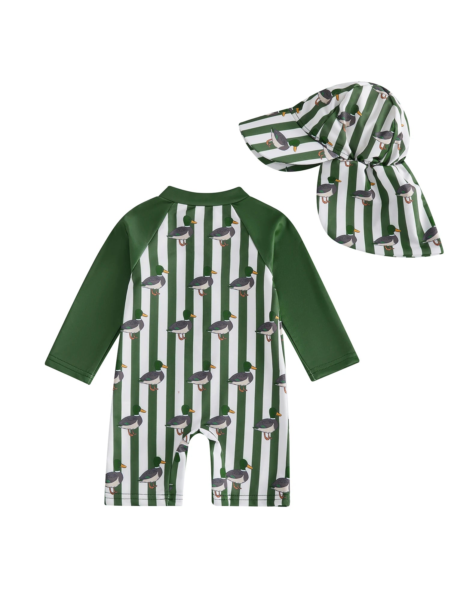 Summer Toddler Kids Baby Boys Swimsuits Long Sleeve Animal Print Rash Guard Jumpsuits with Hats Swimwear Beachwear