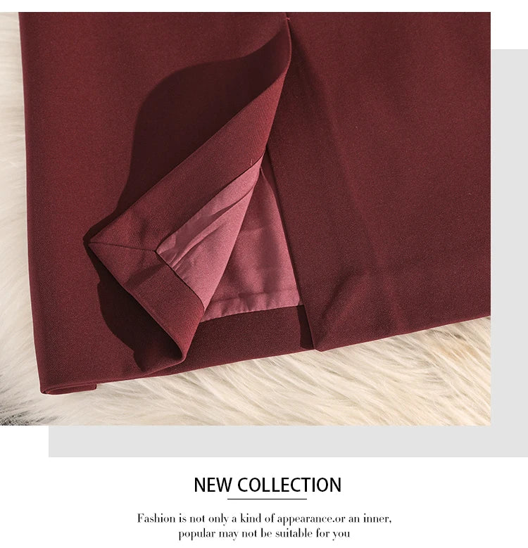Elegant Office Ladies Work Suit Straight Skirt Women Autumn Winter Korean Fashion High Waist Split Business Midi Long Skirts