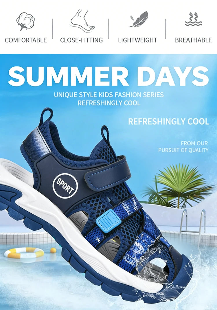 Summer Breathable Sport Sandals for Boys Casual Outdoor Beach Shoe Comfortable Soft Sole Kids Fashion Non-slip Walking Sandalias