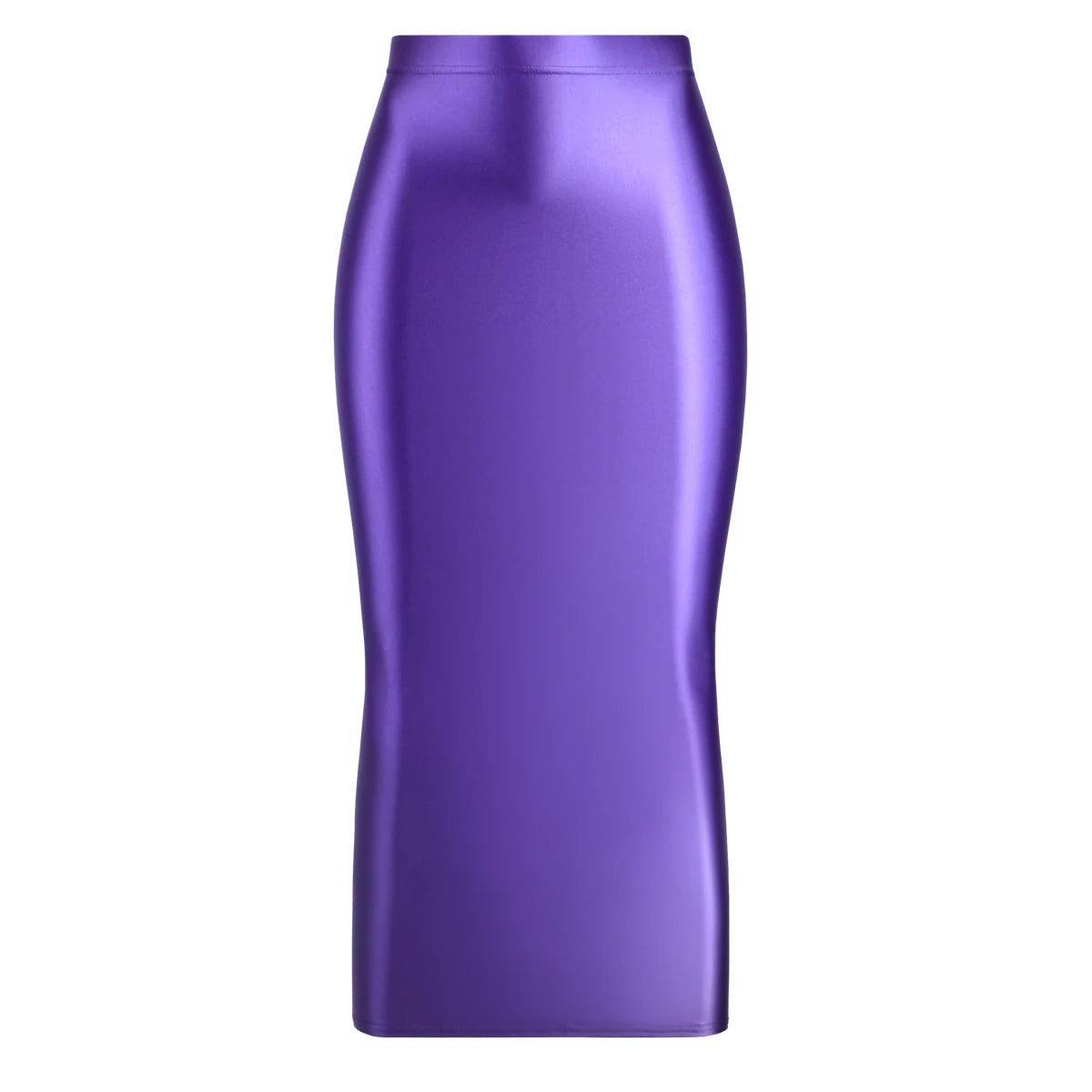 MJINM Women Sexy Oil Silky Satin Shiny Glossy High Elastic Skirt Hip Wrap One-step Ankle-Length Skirt Smooth Slimming Fit Skirt