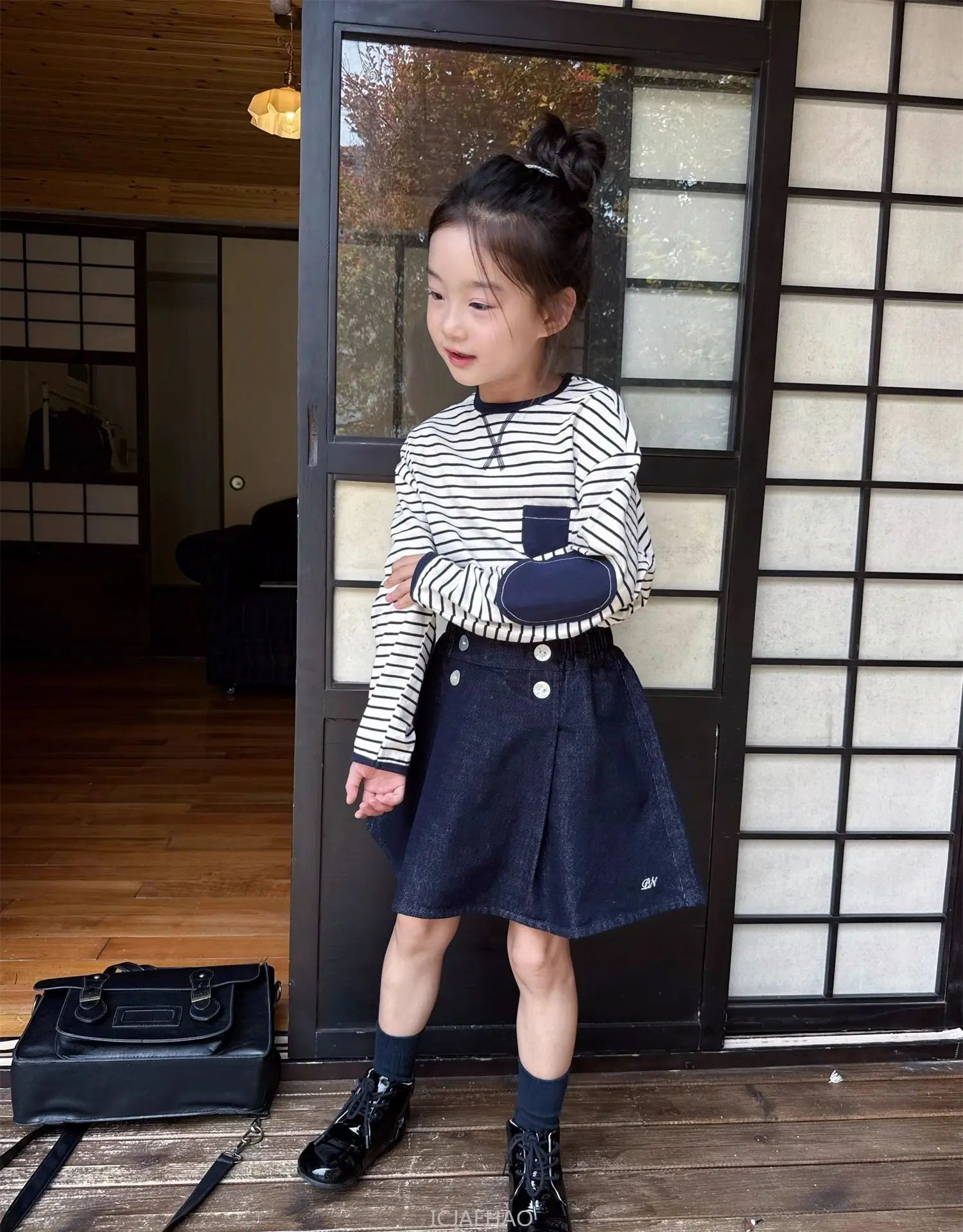 Teen Girl Clothes Waist Shell Button Denim Skirt and Top Kids Versatile Casual Outfits Children Costumes Vintage Girls Elastic