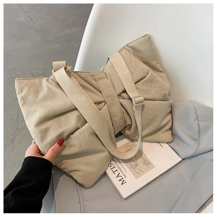 Soft Nylon Women's Portable Shoulder Bag Large Capacity Female Commute Crossbody Bags Simple Design Ladies Tote Purse Handbags