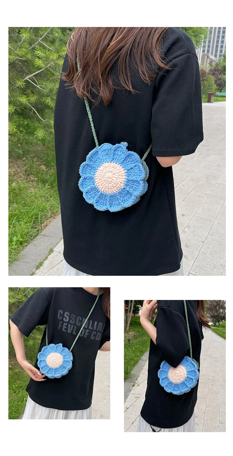 Ladies' Crossbody Bags New Handmade Woven Flower Kawaii Sweet Shoulder Bags High-quality Luxury Brand Crossbody Bags For Girl