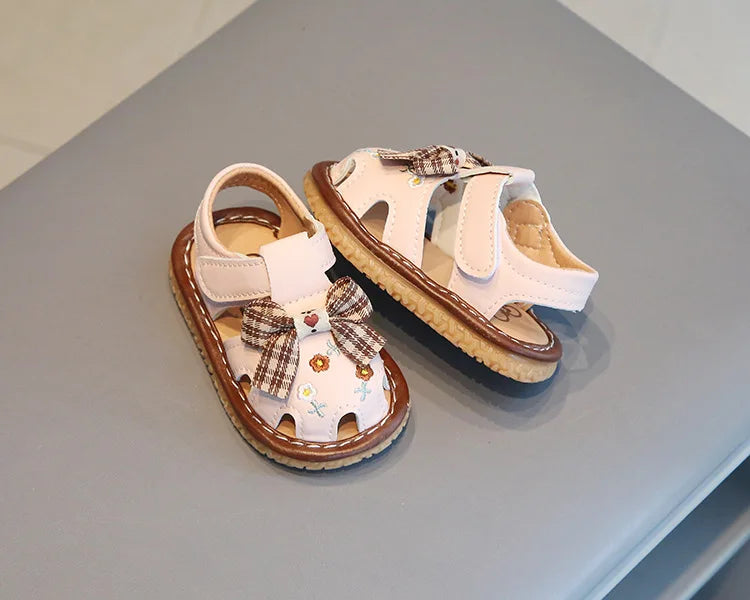 2025 Newborn Baby Girl Sandals Summer Embroidered Leisure Comfortable Lightweight Floral Soft Sole Wrap Toe Sandals For 18M-24M