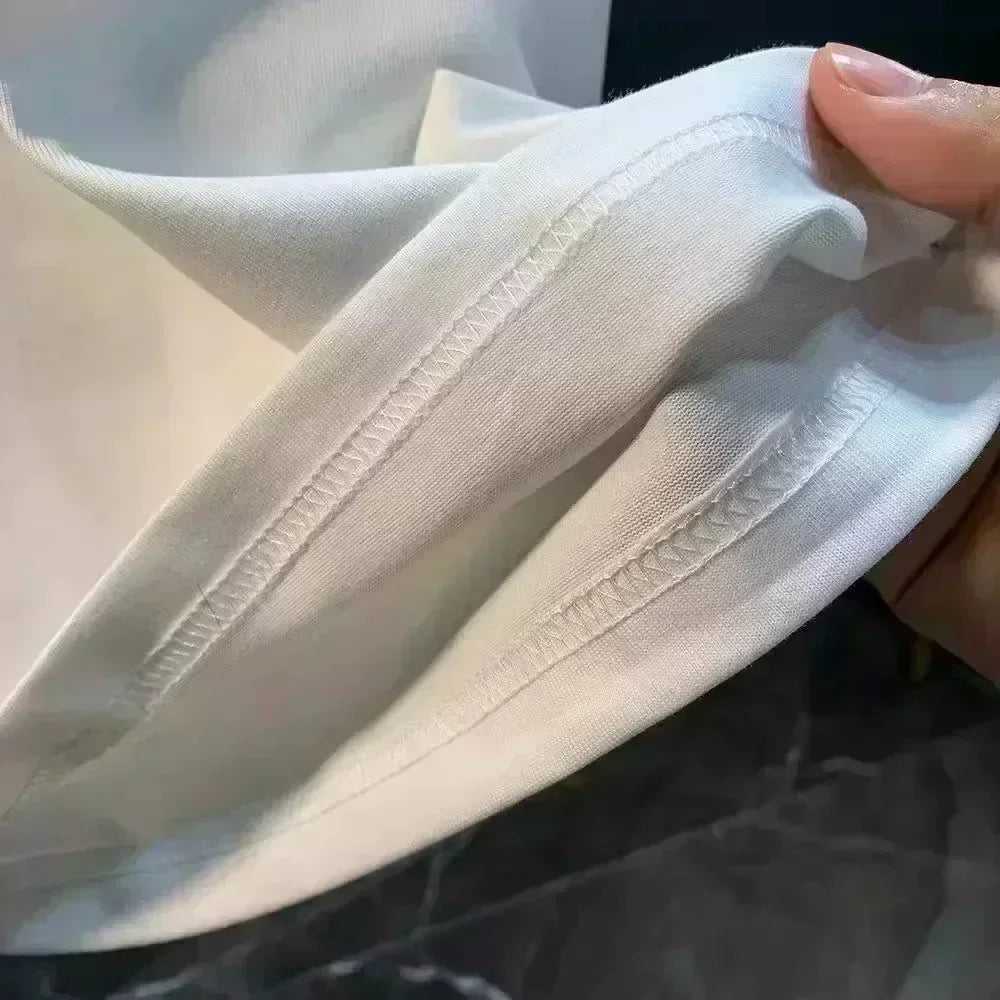 Summer Leisure Men's 100% Cotton Loose Version Round Collar Short Sleeve T-shirt Unisex Design Is Breathable Absorbent