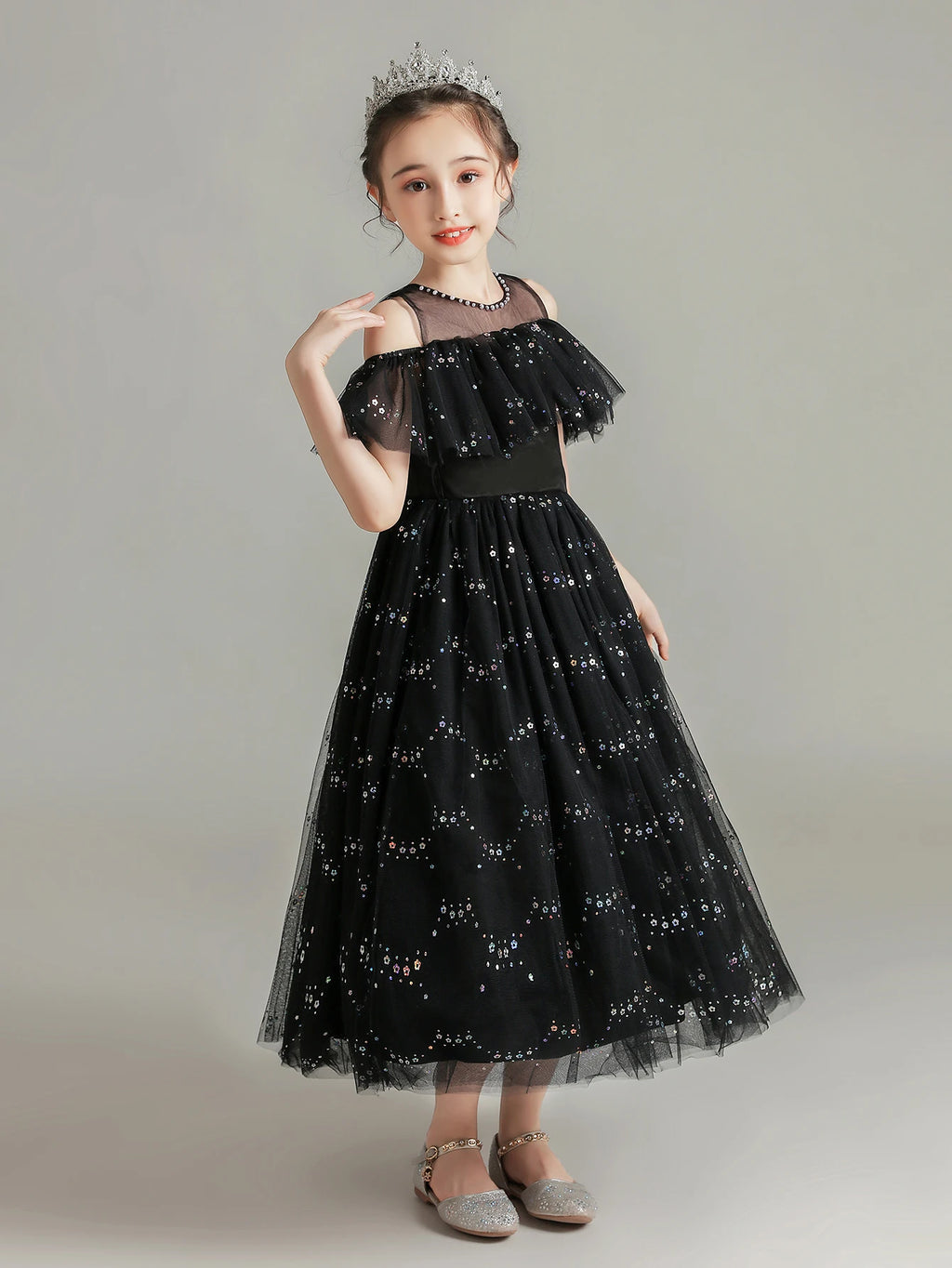 Summer Kids Party Dress Girls 5-12 Years Old Wedding Flower Girl Dress In Stock