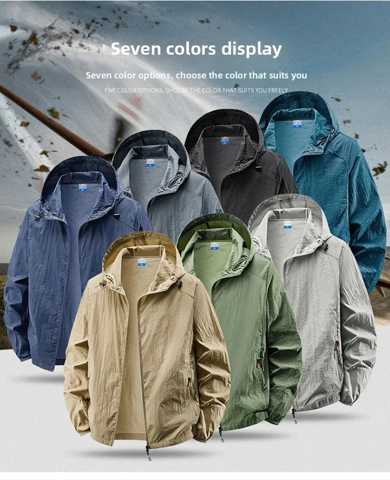 Fast Ship Summer Jackets Men Hooded Windbreaker Coats Camping Sunscreen Clothing Men Ultrathin Fishing Wearing Man Sportswear