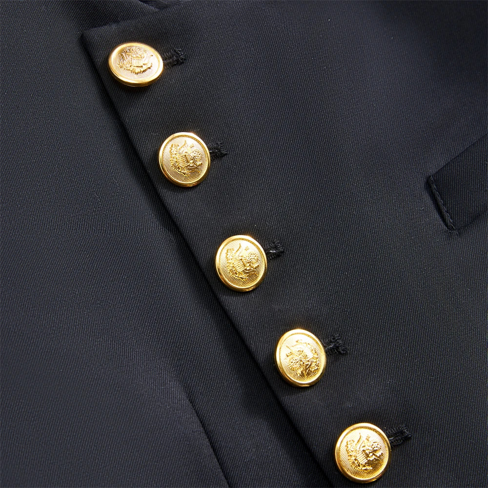 Kids' Two - Piece Suit Set: Royal Blue Jacket with Gold Buttons & Pants, Formal Outfit for Boys