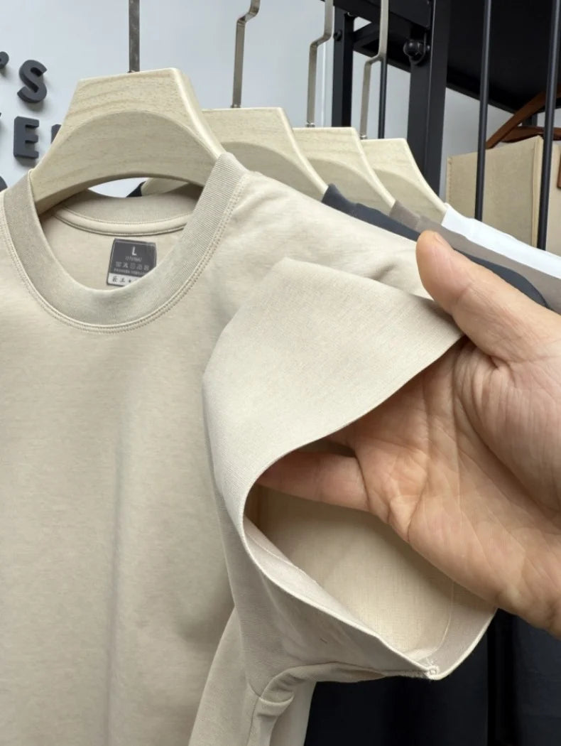 Summer Men New High Luxury Brand Little Bear EmbroiderTshirt Cotton Breathable Handsome Top Round Neck Sport Simple Short Sleeve
