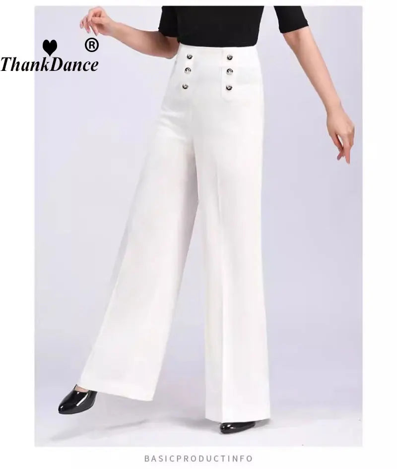 Modern Dance Pants New Female Latin Dance High Waist Wide Leg Trousers National Standard Ballroom Dance Pant Practice Competitio