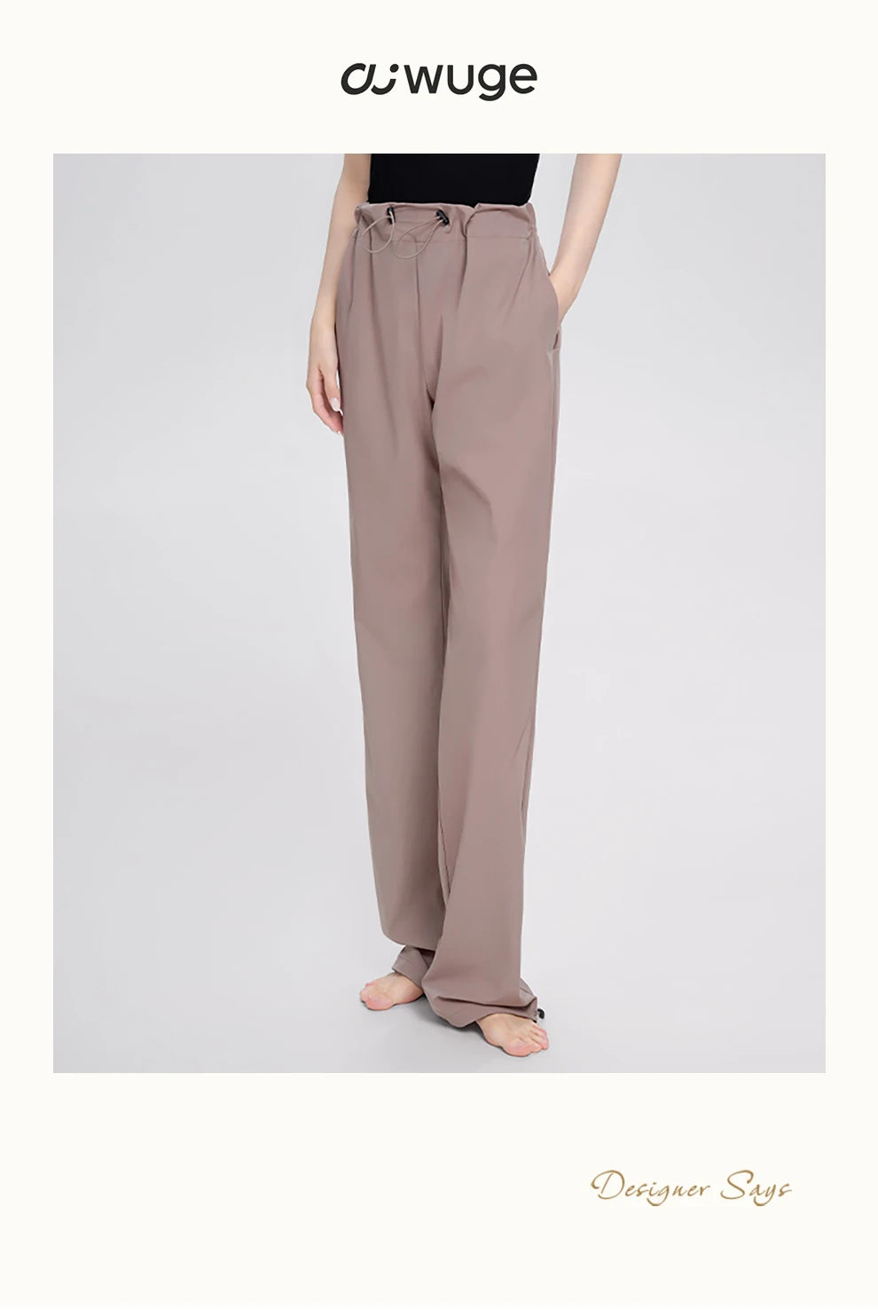 Women Adjustable High Waist Nylon Perspiration Casual Trousers with Pockets Female Athletic Dance Straight-leg Tracksuit Pants