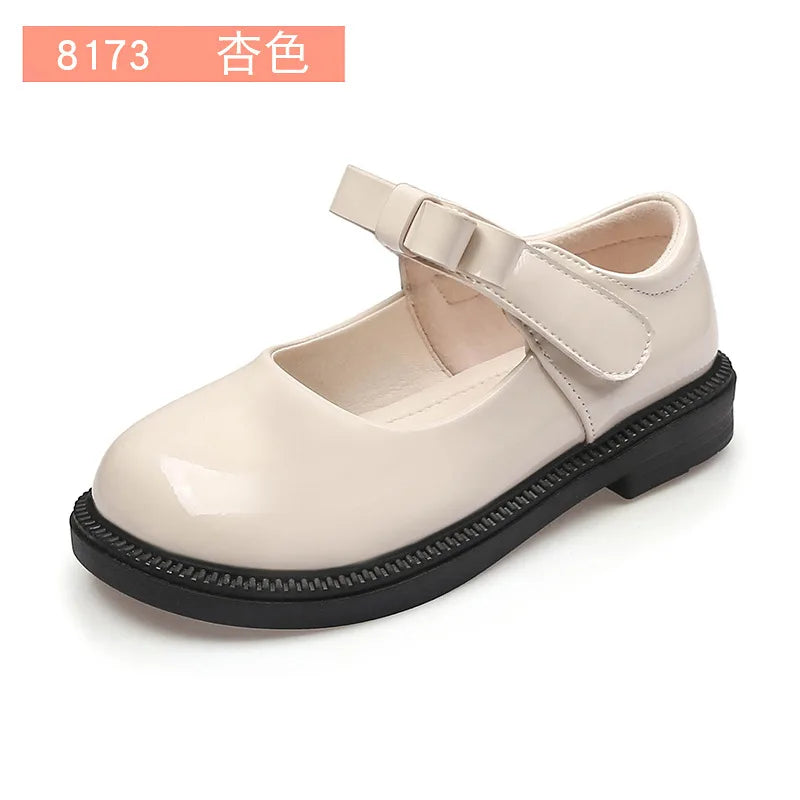 New Girl Leather Shoes Princess Kid Student School Causal Black Versatile Shoes Hook & Loop Children Glossy Mary Jane Autumn Hot